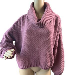V-Chic Blush Cowl Neck Long Sleeve Textured Knit Pullover Sweater Size XL